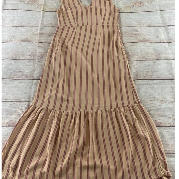 Indi & Cold San Sebastian V Neck Stripe Pheasant Maxi Dress - Medium - Picture 9 of 13
